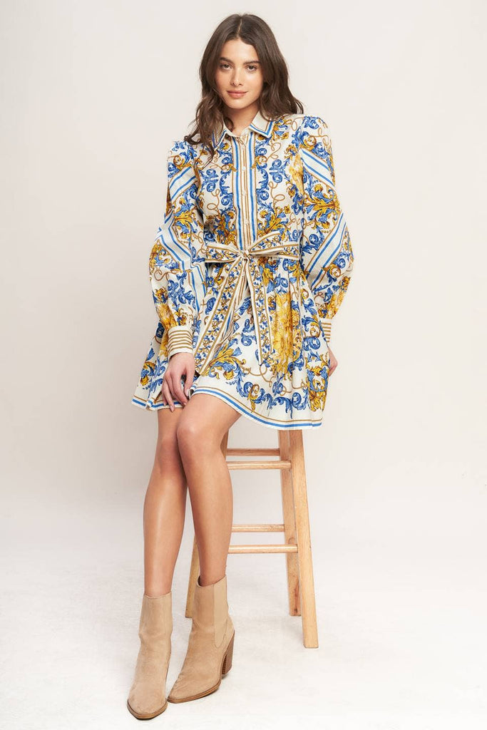 A printed woven mini dress - ID23279 - Little Jill & Co.