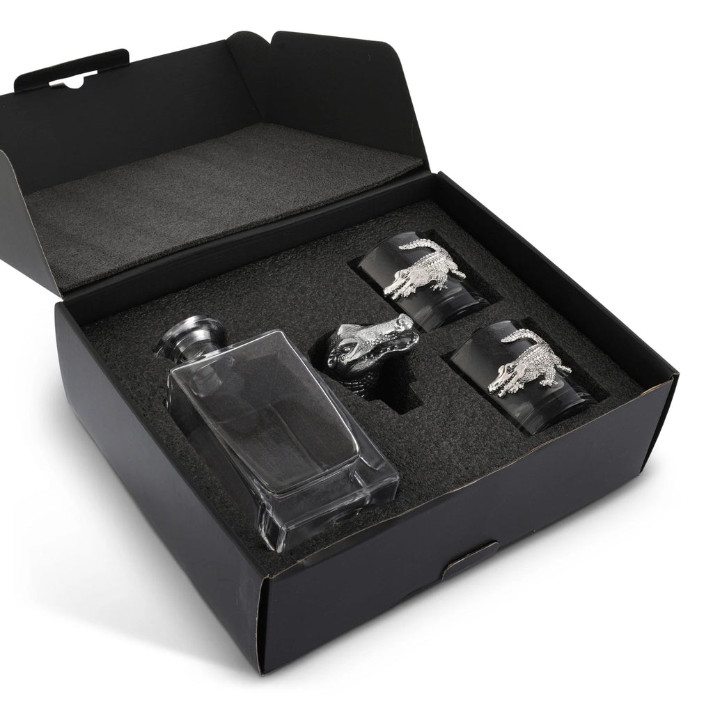 Alligator Decanter Set with Glasses
