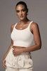 U-neck thread knit solid color short crop slim-fit vest
