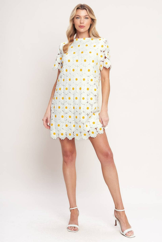 A woven lace mini shift dress - ID23231 - Little Jill & Co.