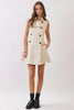 Sleeveless Trench Design Mini Dress