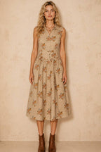 FLORAL PRINT MIDI SHIRT DRESS