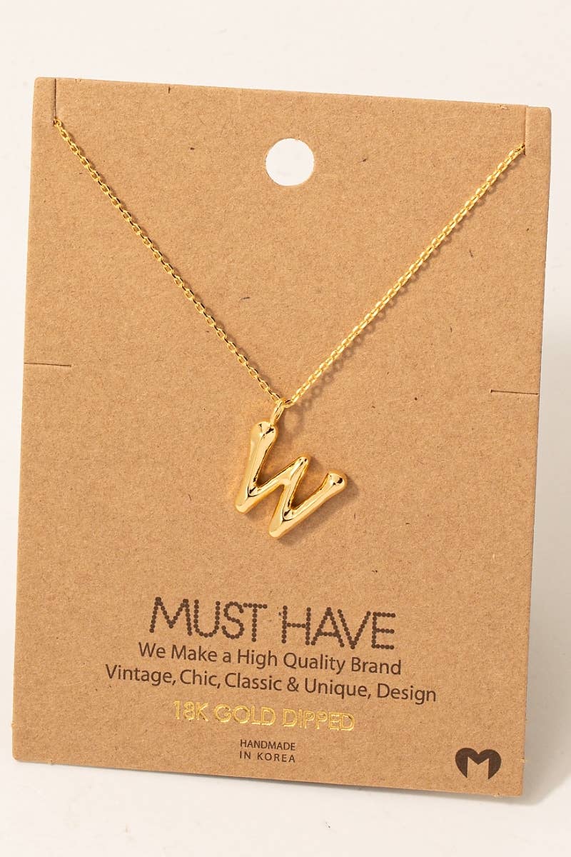 Gold Dipped Bubble Letter Pendant Necklace