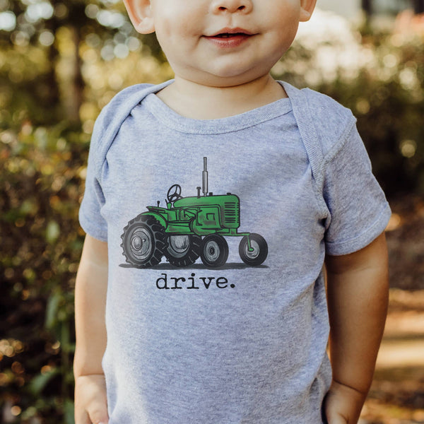 "Drive" Green Tractor Farm Baby Boy Summer Western Clothes