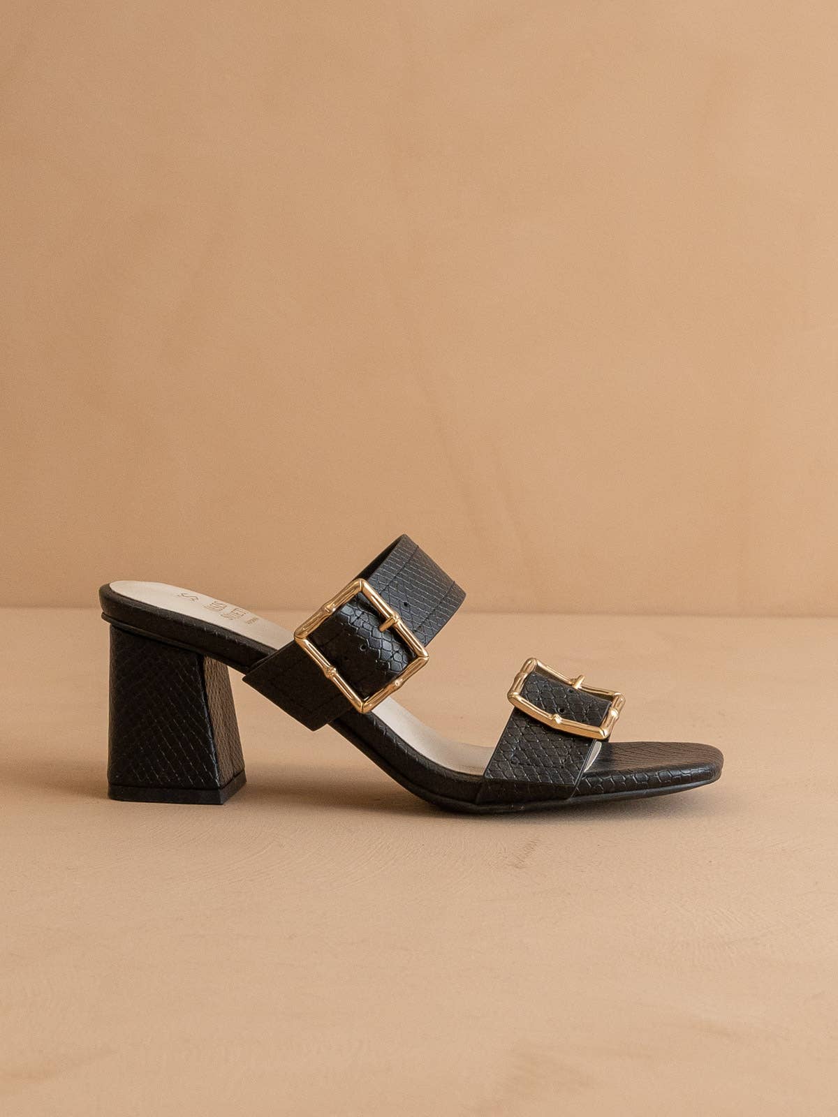 The Havana Black | Bamboo Buckle Heel