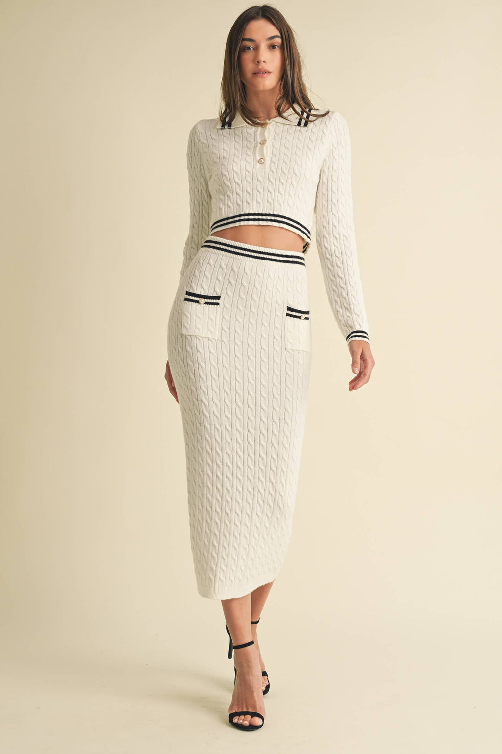 Cable-knitted Sweater top