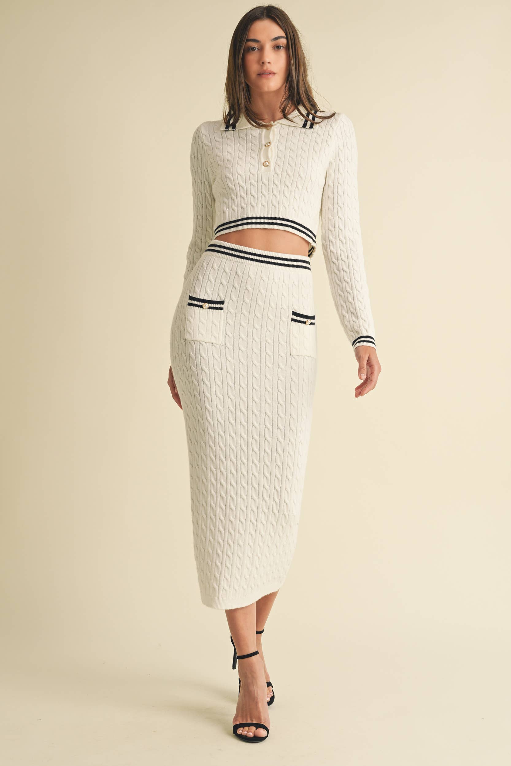 Cable-knitted Sweater top