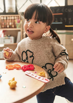 Outlined Flower Soft Knit Sweater