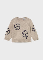 Outlined Flower Soft Knit Sweater
