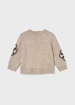 Outlined Flower Soft Knit Sweater