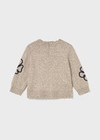 Outlined Flower Soft Knit Sweater
