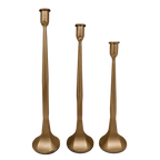 Gold Cast Iron Taper Candle Holders, Set of 3