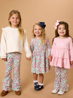 Girls Ivory Knit Flutter Sweatshirt
