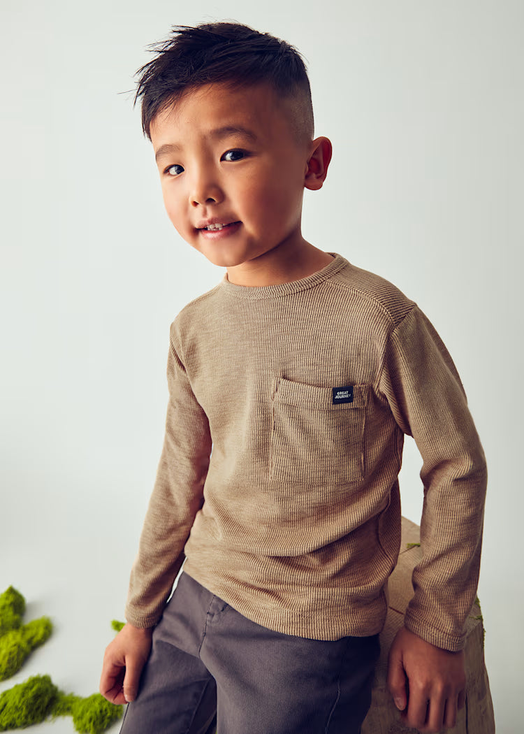 Boys Basic LS Tee Caramelo - Little Jill & Co.