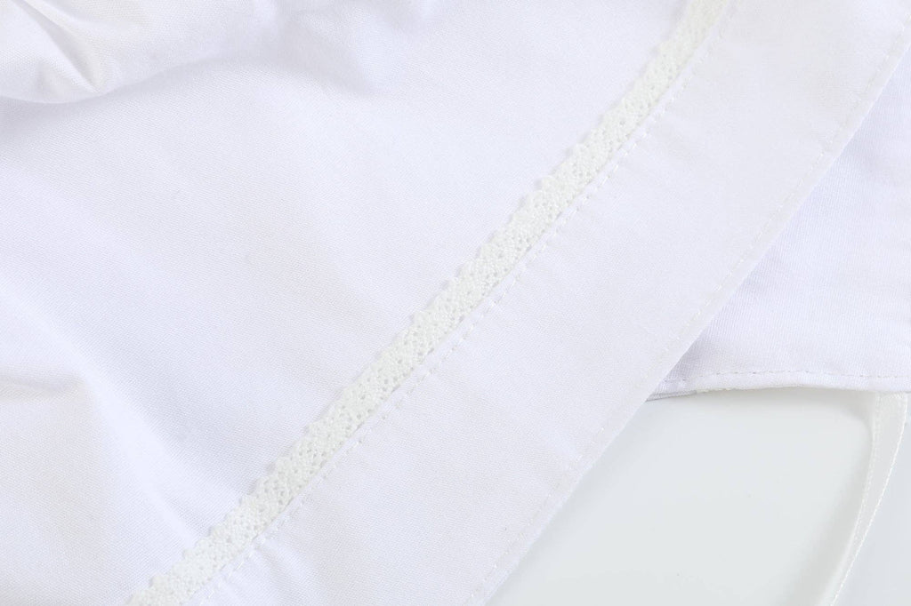 White Collared Button Romper with Bonnet
