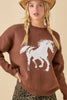 Horse Print Long Sleeve Sweater Knit