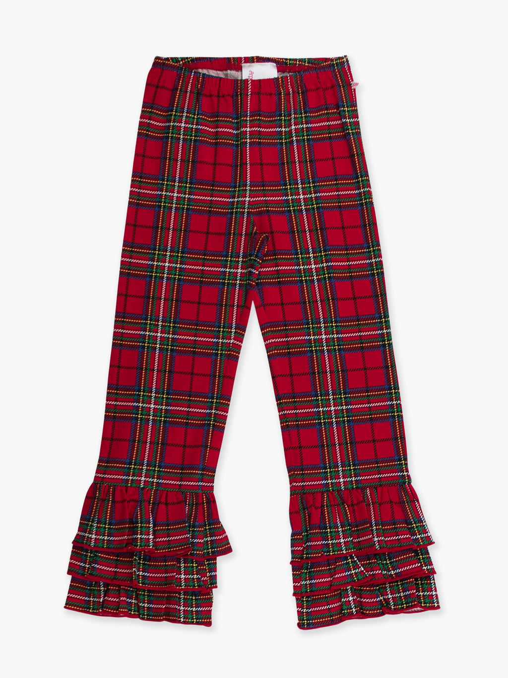 Girls Red Nicholas Plaid Ruffle Flare Pants