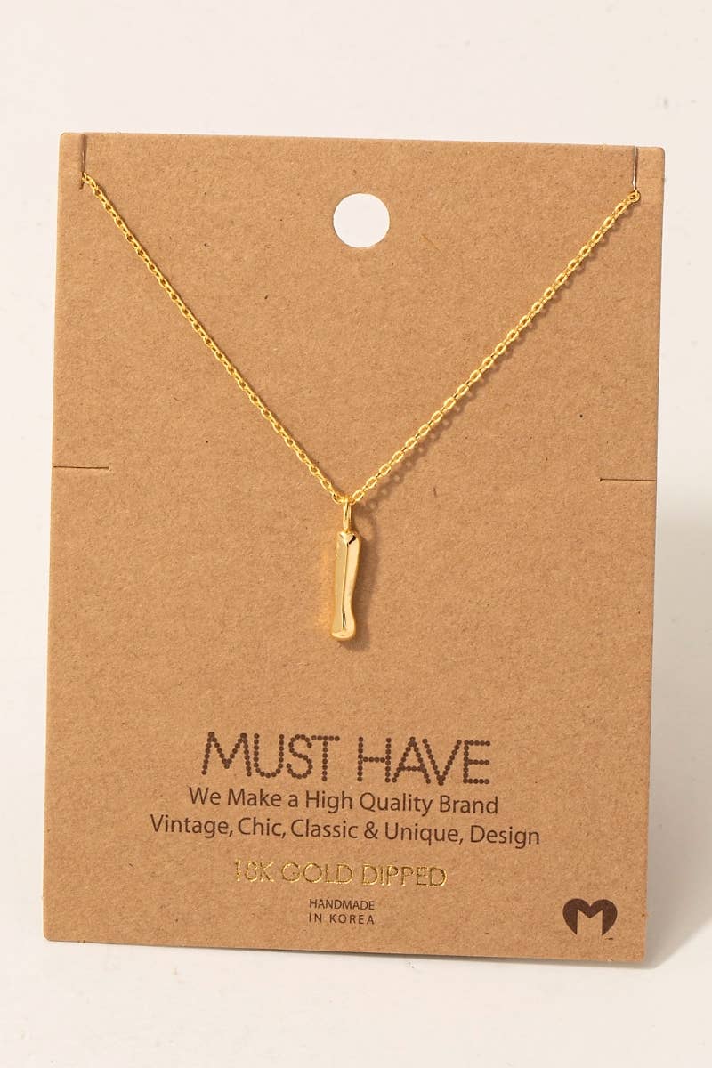 Gold Dipped Bubble Letter Pendant Necklace