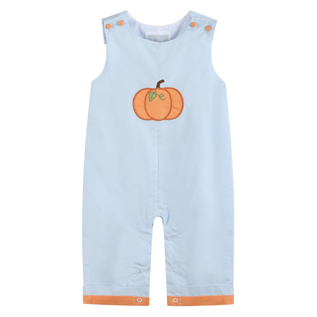 Light Blue Pumpkin Applique Overalls - Little Jill & Co.