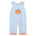 Light Blue Pumpkin Applique Overalls - Little Jill & Co.
