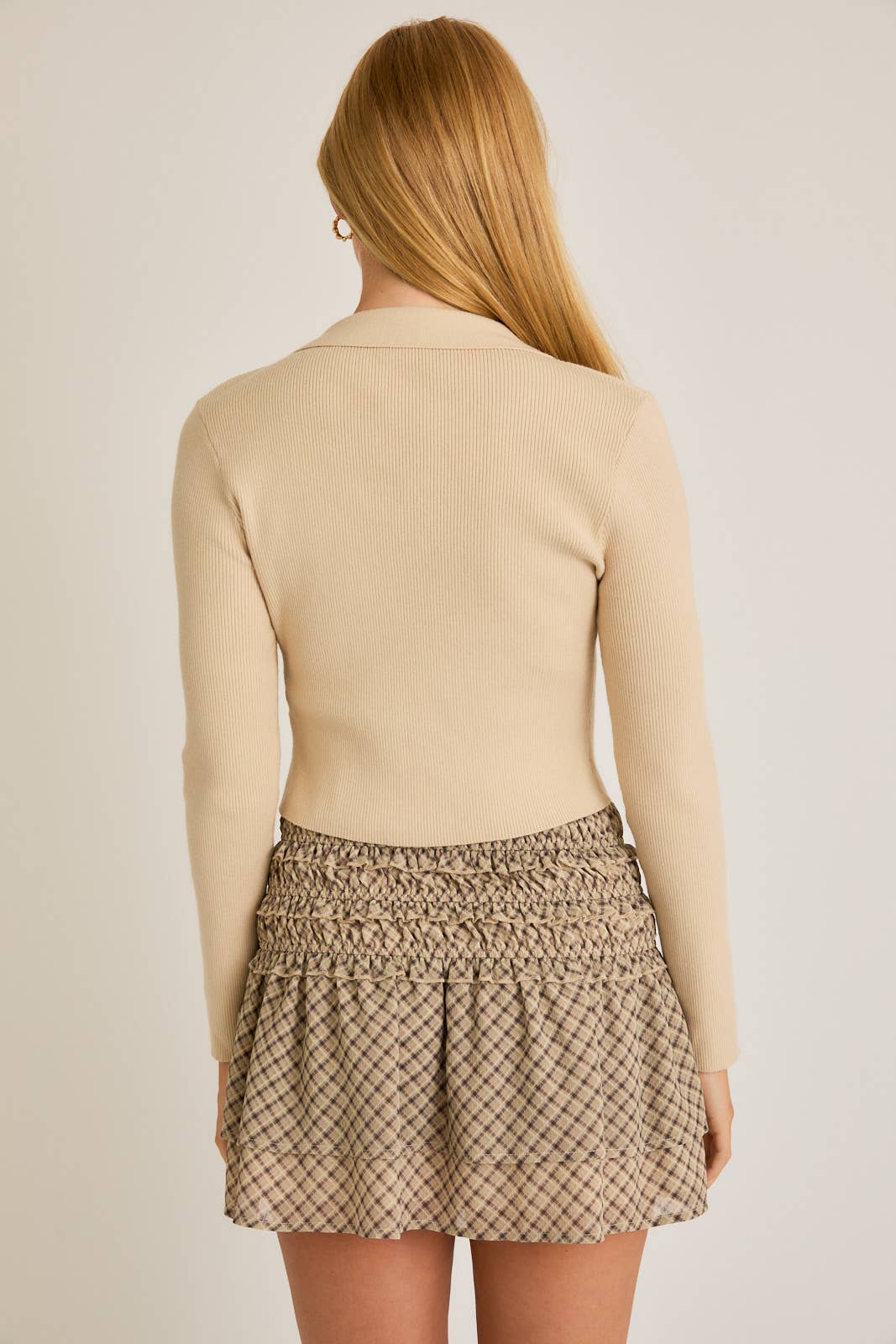 COLLARED SWEATER RIB TOP