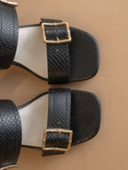 The Havana Black | Bamboo Buckle Heel