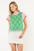 Pattern Knit Cap Sleeve Top