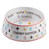 White Chewy Vuiton Dog Bowl - 3 Sizes!! Dog Food Bowl