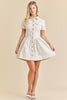 Button-Up Mini Denim Dress Featuring Gold Accent Buttons