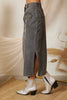 SS3503 SIDE SLIT PENCIL DENIM LONG SKIRT