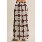 Coastal Breeze Earthy Aesthetic Seashell Print Wide-Leg Pant
