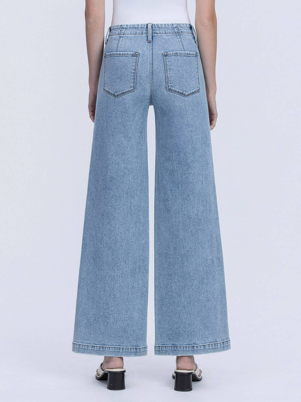 HIGH RISE TROUSER HEM TWIST WIDE LEG JEANS F9073
