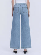 HIGH RISE TROUSER HEM TWIST WIDE LEG JEANS F9073