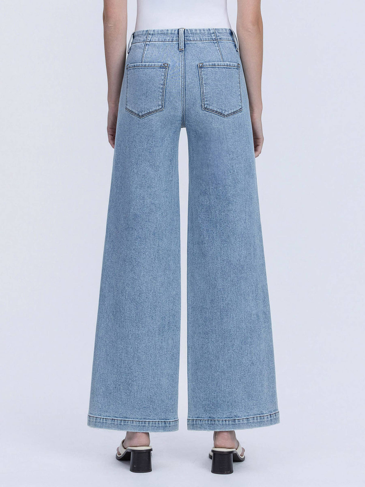 HIGH RISE TROUSER HEM TWIST WIDE LEG JEANS F9073