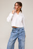 Long Sleeve Cropped Button Down Poplin Shirt