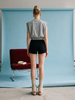 Grey Padded Shoulder Crop Top