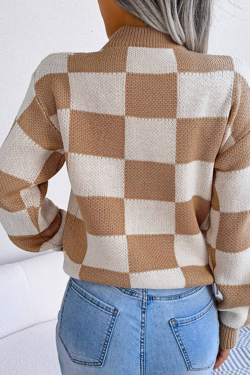 WOMEN PATCHWORK PATTERN LOOSE FIT KNITTED - Little Jill & Co.