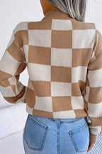 WOMEN PATCHWORK PATTERN LOOSE FIT KNITTED - Little Jill & Co.