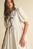 Bow Tie Short Sleeve Midi Dress