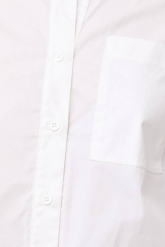 Long Sleeve Cropped Button Down Poplin Shirt