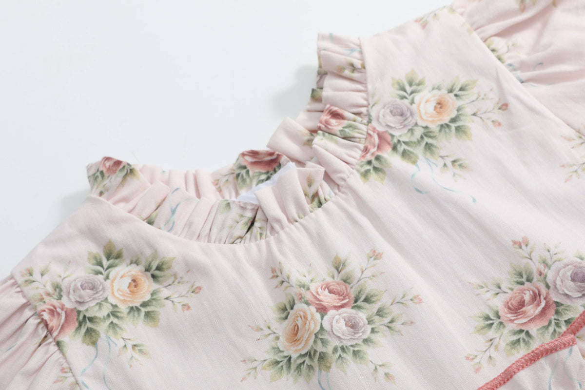 Heritage Custom Rose Layered Ruffle Dress