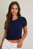 SHORT SLEEVE CABLE SWEATER TOP