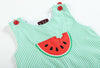 Green Stripe Watermelon Applique Shortalls