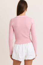 COLLARED SWEATER RIB TOP