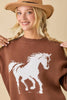 Horse Print Long Sleeve Sweater Knit