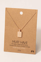 Gold Dipped Mesh Rectangle Pendant Necklace