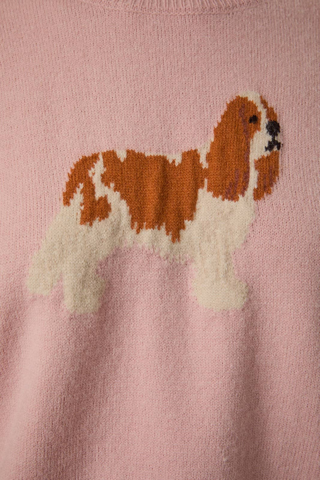 CREW NECK KING CHARLES SPANIEL DOG GRAPHIC SWEATER - Little Jill & Co.