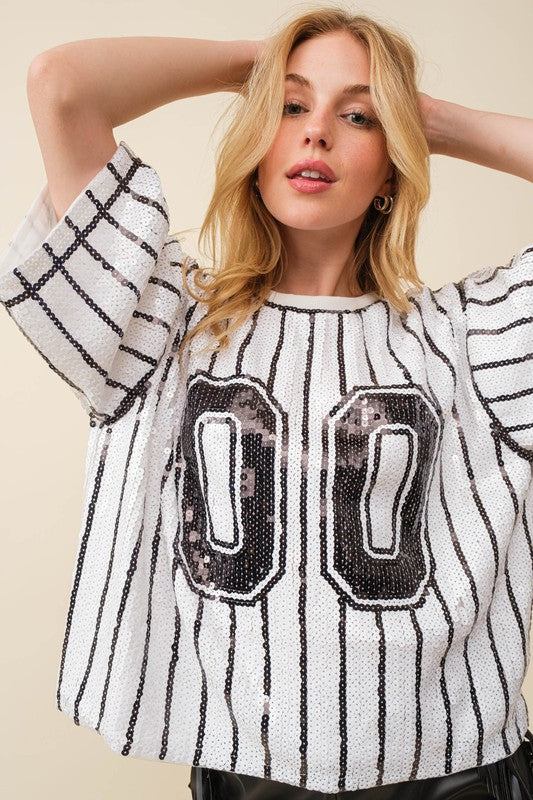 Game Day Tunic Top White/Black - Little Jill & Co.