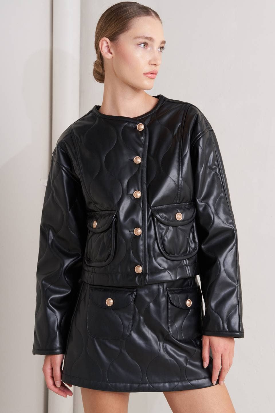 A quilted faux leather jacket - FJ1308