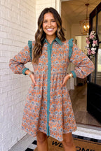 Boho Floral Collar Mini Dress